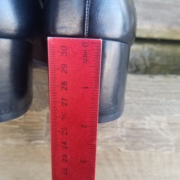 Vintage 90s y2k Bratz Lace Up Square Toe Chunky Heel Black Ankle Boots Booties - Picture 9 of 11